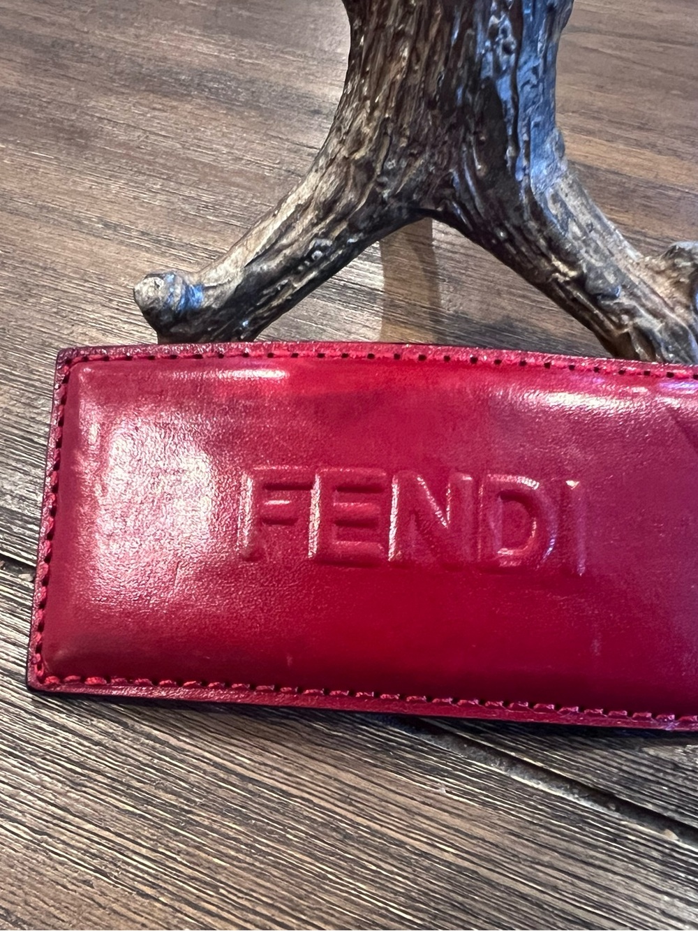 Vintage FENDI Red Leather Hair Clip